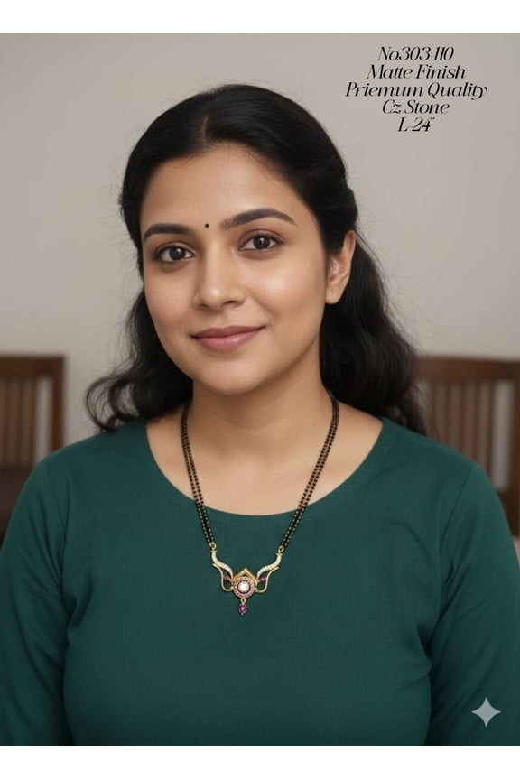 Premium Matte Finish Mangalsutra with CZ Stone Traditional & Elegant Design necklace Wedding Wear Gift