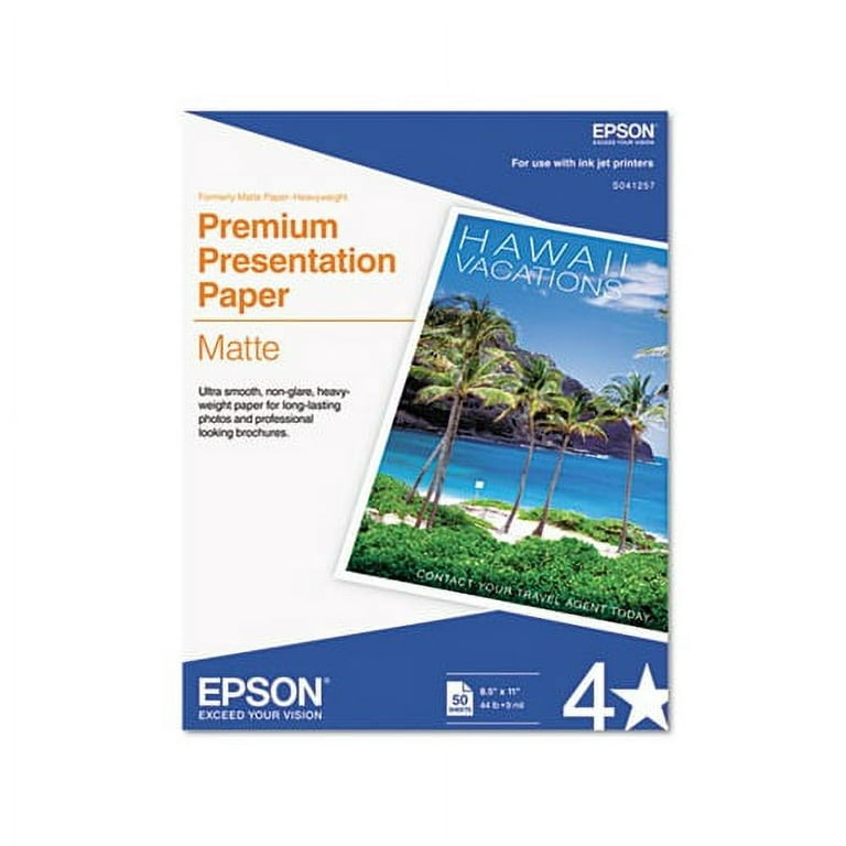 Epson S041257 Matte Heavyweight 8.50 x 11 Sheet Size Presentation Paper