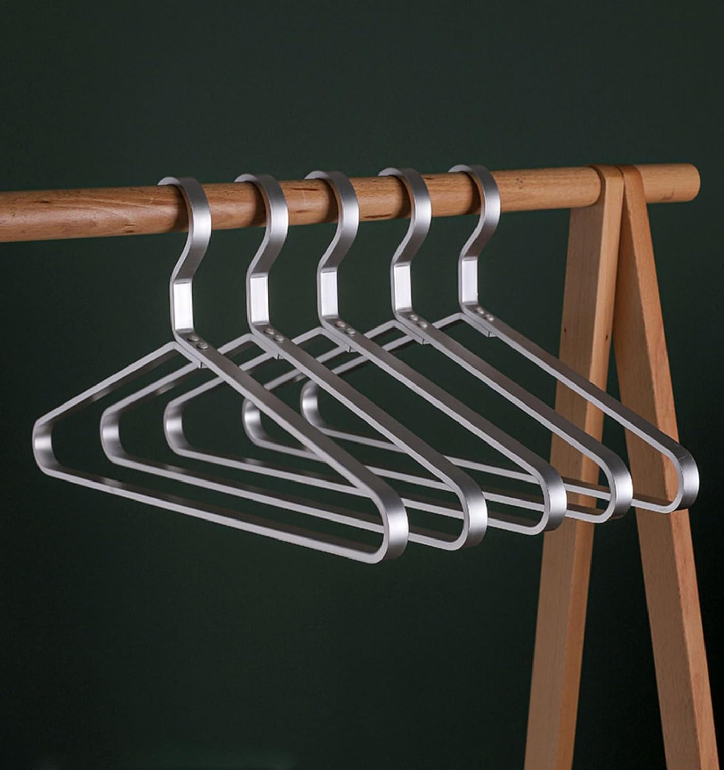 Premium Matte Silvery Aluminum Coat Hangers, 6-Piece Set of 17.7-Inch Extra Smooth & Durable Metal Shirt Dress Hangers, Alloy Clothing Hanger with Strong Support