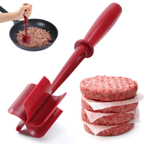 Premium Meat Chopper - 5 Curve Blade Ground Beef Smasher Tool - Heat-Resistant Nylon Meat Masher for Ground Beef, Hamburger, Potatoes - Non-Stick Ground Meat Chopper for Easy Mixing