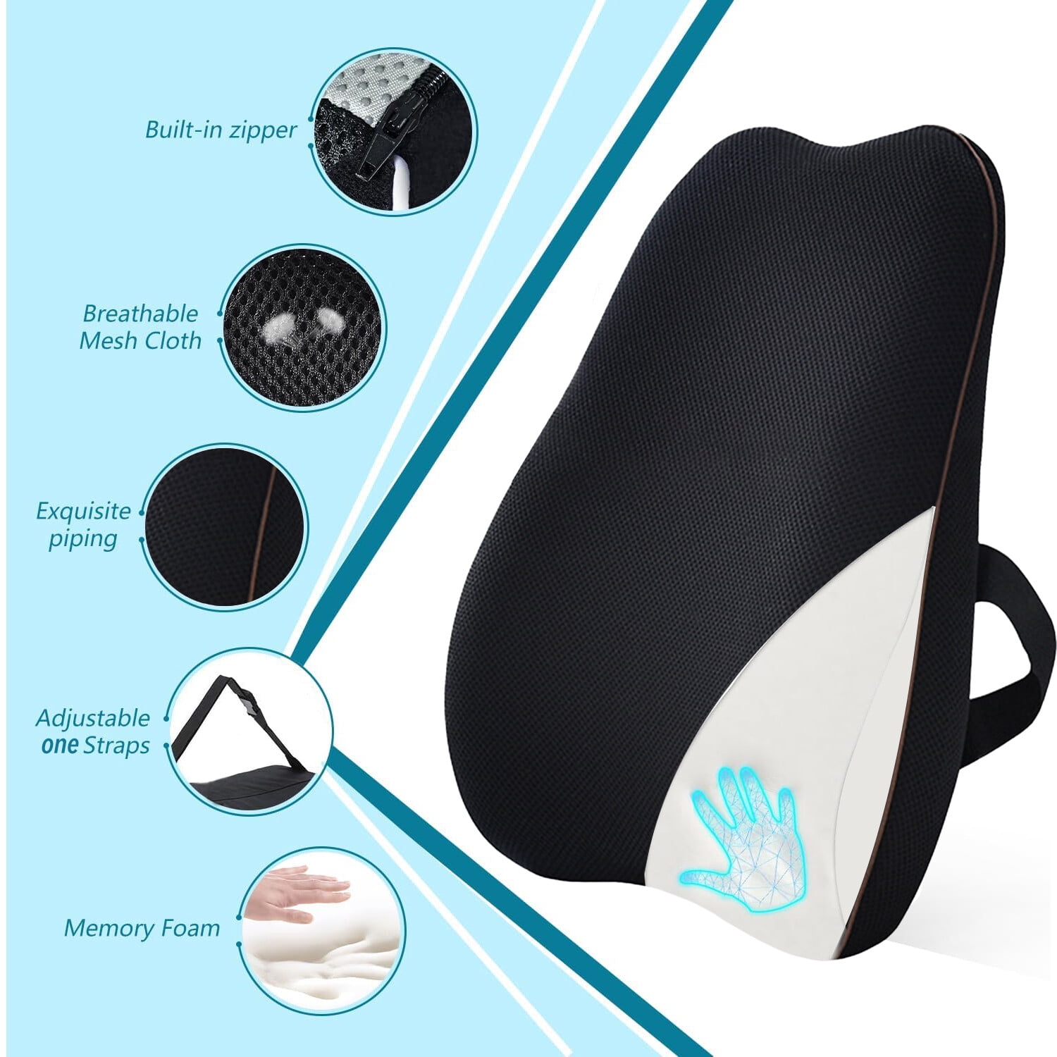 Premium Memory Foam Lumbar Support Cushion for Car Seat and Chair ...