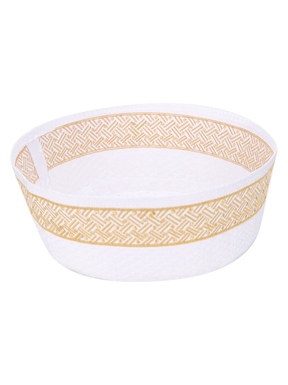 Premium Men Muslim Prayer Hat Polyester Cotton Blend Islamic Embroidery Cap Yellow 22.4 Inches / 57 cm