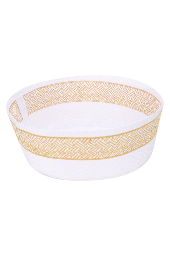 Premium Men Muslim Prayer Hat Polyester Cotton Blend Islamic Embroidery Cap Yellow 22.4 Inches / 57 cm