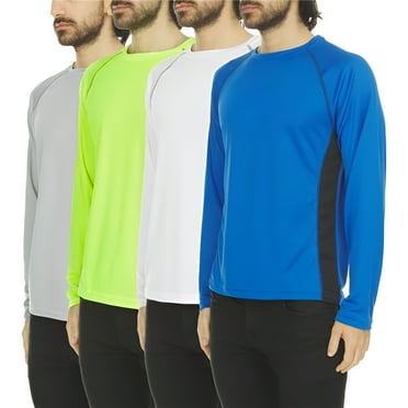 Premium Men’s Active Long Sleeve Tees Wicking Athletic UV Ray Protection- 4 Pack (Up To Size 3XL)