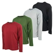 Premium Men’s Active Long Sleeve Tees Wicking Athletic UV Ray Protection- 4 Pack (Up To Size 3XL)