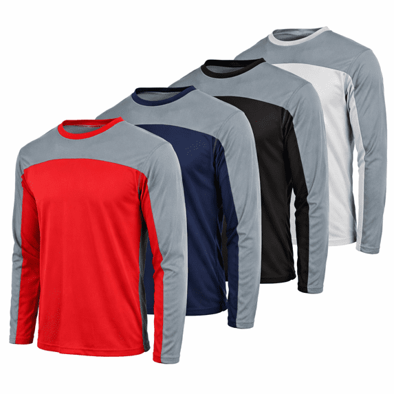 DARESAY Men’s Dri-Fit Long Sleeve Performance Shirts – 4-Pack Moisture-Wicking Quick-Dry Active Tees, Breathable Workout & Training Tops (Up to 3XL)