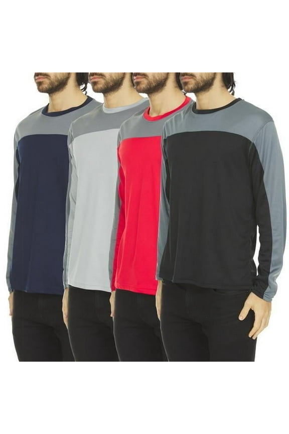 Men’s Dri-Fit Long Sleeve Performance Shirts – 4-Pack Moisture-Wicking Quick-Dry Active Tees, Breathable Workout & Training Tops (Up to 3XL)