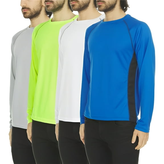 Daresay Men’s Performance Long Sleeve T-Shirt Pack of 4 – Moisture-Wicking, Breathable, Workout & Running Activewear, (Up to 3X)