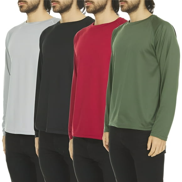 Daresay Men’s Performance Long Sleeve T-Shirt Pack of 4 – Moisture-Wicking, Breathable, Workout & Running Activewear, (Up to 3X)