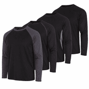 DARESAY Men’s Dri-Fit Long Sleeve Performance Shirts – 4-Pack Moisture-Wicking Quick-Dry Active Tees, Breathable Workout & Training Tops (Up to 3XL)