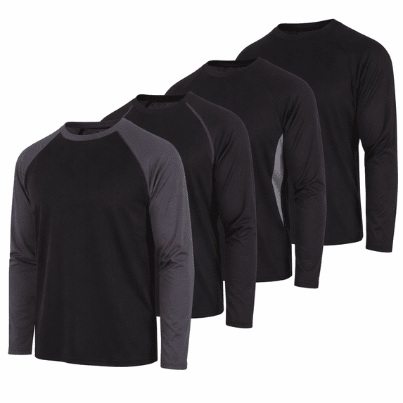 DARESAY Men’s Dri-Fit Long Sleeve Performance Shirts – 4-Pack Moisture-Wicking Quick-Dry Active Tees, Breathable Workout & Training Tops (Up to 3XL)