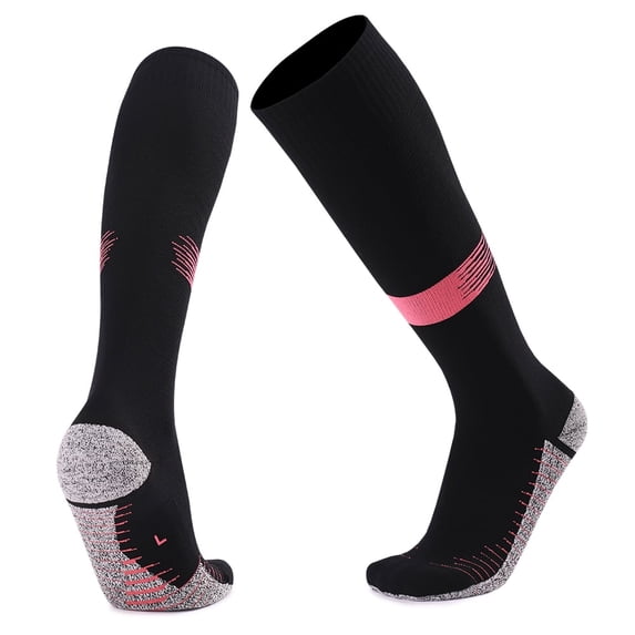 Premium Men's Knee High Soccer Socks Thick Terry Cushion Anti-Pilling Non-Slip Breathable Shock Absorb Sweat Wicking Odor Resistant Athletic Socks for Football Basketball Running Tennis Badminton