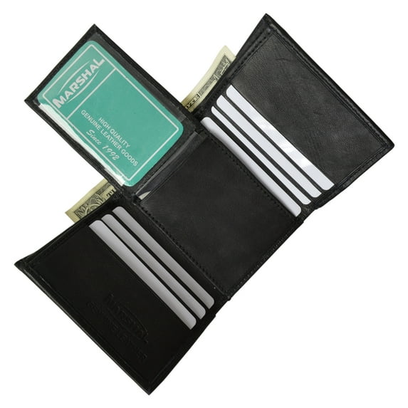 Premium Men's Leather Trifold Flap up ID & Outside ID Window Wallet P 3455