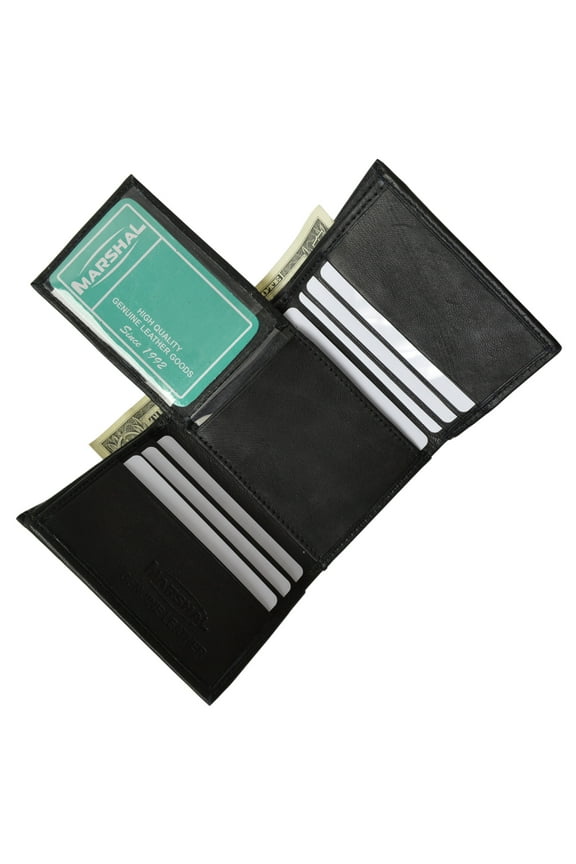 Premium Men's Leather Trifold Flap up ID & Outside ID Window Wallet P 3455