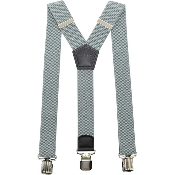 Premium Men's Y-Back Suspenders Stretch Perfect 1.5" Width for Work Style Formal Strong Heavy Duty Clips
