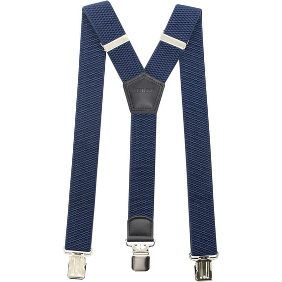 Premium Men's Y-Back Suspenders Stretch Perfect 1.5" Width for Work Style Formal Strong Heavy Duty Clips