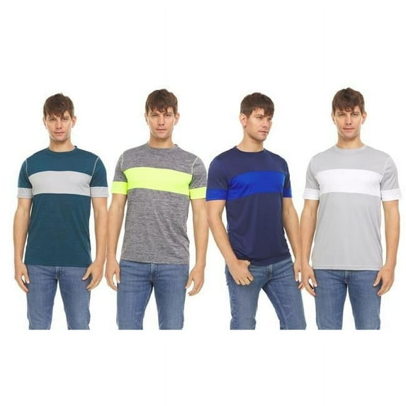 Premium Mens Dri Fit Performance Short Sleeve T-Shirt - Active Athletic Moisture Wicking Tops for Men, Assorted Color - Medium - Pack of 4