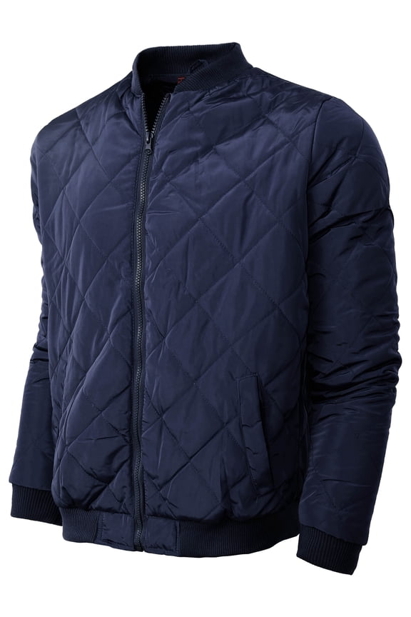 Premium Mens Quilted Padded Bomber Jacket Outdoor Zip Up Outerwear Coat