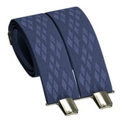 Premium Mens Suspenders Y-Shaped 1 3/8 Wide Rhombus Elastic Braces Steel Blue