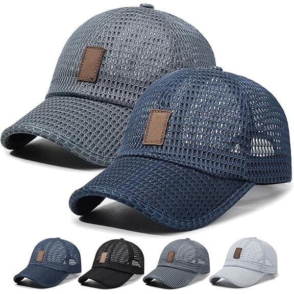 Premium Mesh Hats for Men Breathable Summer Baseball Cap Lightweight Cooling Golf Running Sports Hat(2PC-F)