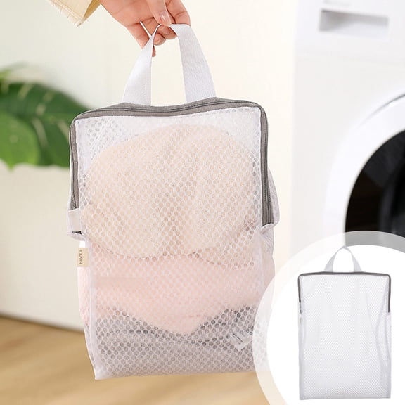 Premium Mesh Laundry Bags for Delicates, 100% Polyester Sturdy Wash Bags with Auto Lock Zipper, Multifunctional Storage for Undergarments, Socks, Lingerie, 6.88x7.28in White