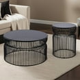 thumbnail image 1 of Premium Metal Frame & Tinted Glass Top Coffee Table - 30" Round, 1 of 10