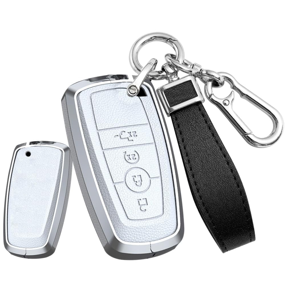 Zinc Alloy Keychain Zinc Alloy Metal Key Fob Case Cover Holder Shell Compatible With Ford Mustang Fusion Raptor F150 F250 F350 F450 F550 Edge Explorer Maverick 4 Buttons F150 F250 Key Fob