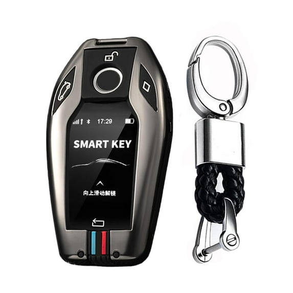 Premium Metal LCD Key Fob Cover for BMW 5 Series 7 Series 2018 Models Including 528Li 530Li 540Li 730 740 750 xDrive - Stylish Protective Shell Case Holder Metal Keychain