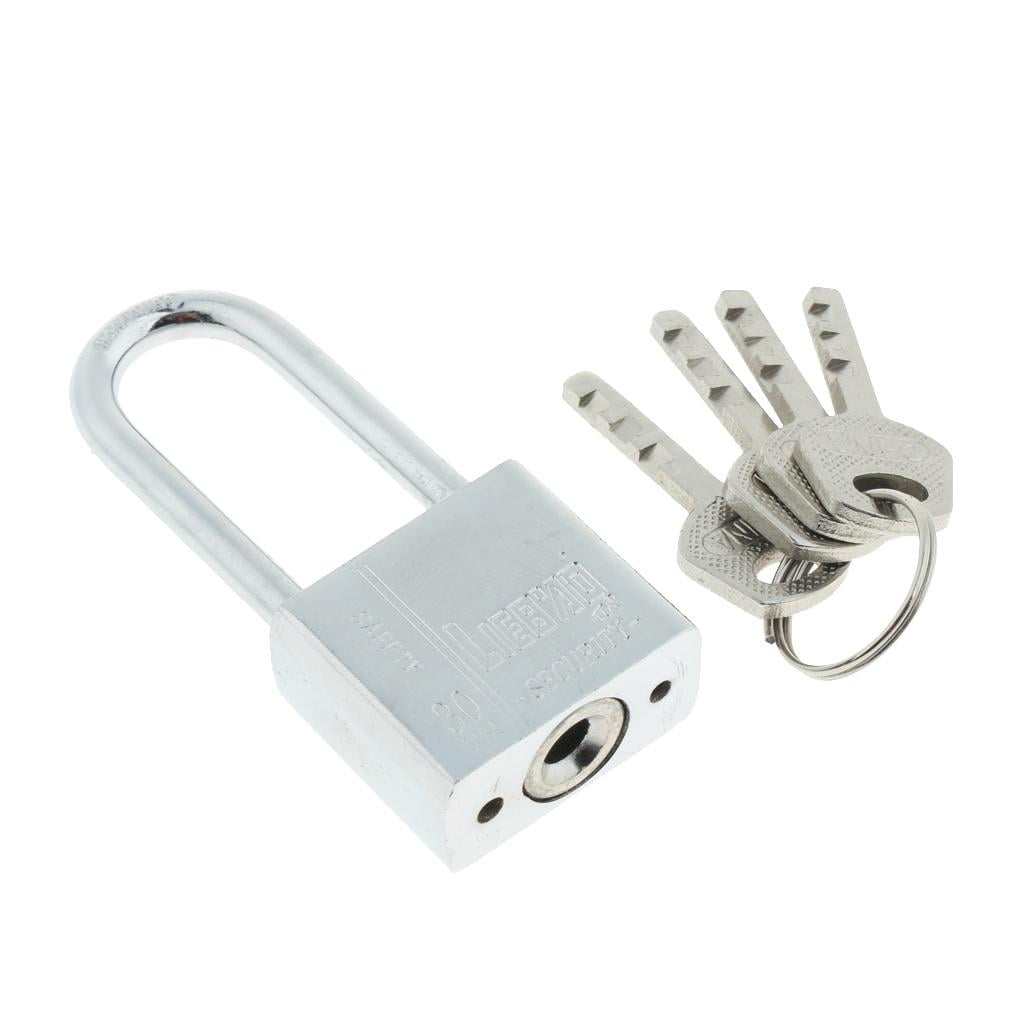 Silver Tone Rectangle Shaped Four Keys Padlock - Secures Silver Tone Rectangle Shaped Four Keys Padlock - Secures