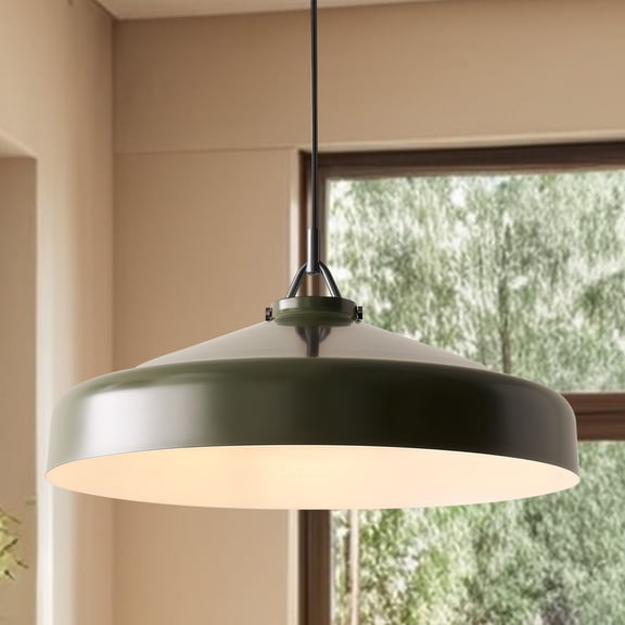Open Box Premium Metal Pendant Light, Versatile Bathroom Lighting, Ceiling Lights for Dining Room, Ceiling Lamp for Living Room 28" (Olive)