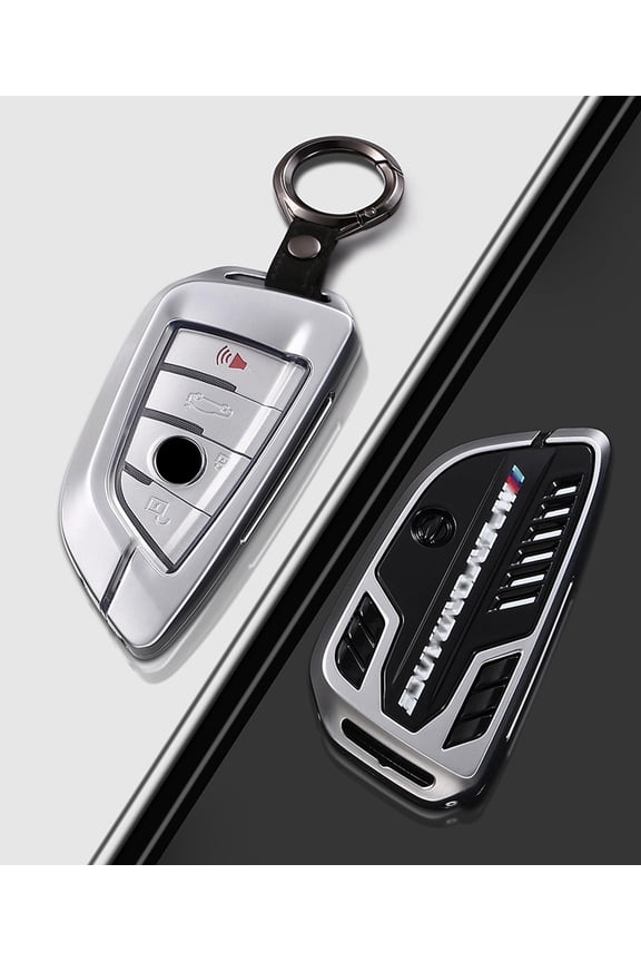 Premium Metal Protective Key Fob Cover for BMW Series 1 3 5 7 X1 X2 X3 X4 X5 X6 Including 530i and F48 Models Engine Design Key Ring Case