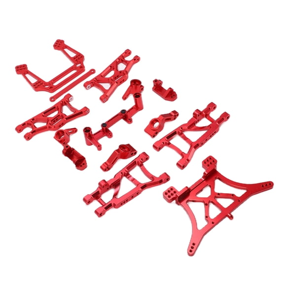 Premium Metal Upgrade Parts Kit for 1/10 Scale Slash 2WD RC Car Including Front Rear Suspension Arms Steering Cups C Hub Carriers Steering Group Set - 2.1x1.5x0.4 inches / 5.3x3.8x1.0 cm Red