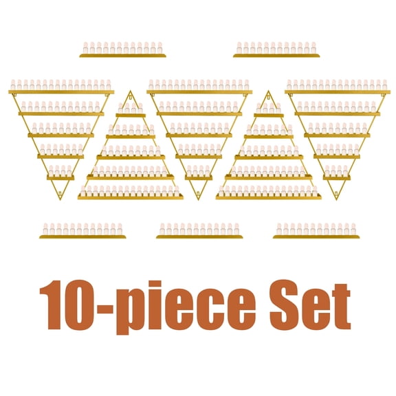 Premium Metal, Wall-mounted, Nail Polish Storage Racks, Body Armor Stand, 5 Tiers, Gold, Cosmetic Display Cases, Set of 10, Triangular Display Shelves, with Easy Cleaning, for Home Nail Salon