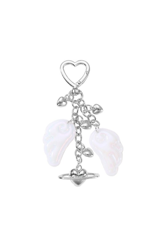 Premium Metal Winged Heart Keychain Antique Finish Decorative Pendant Fashion Keyring For Backpacks