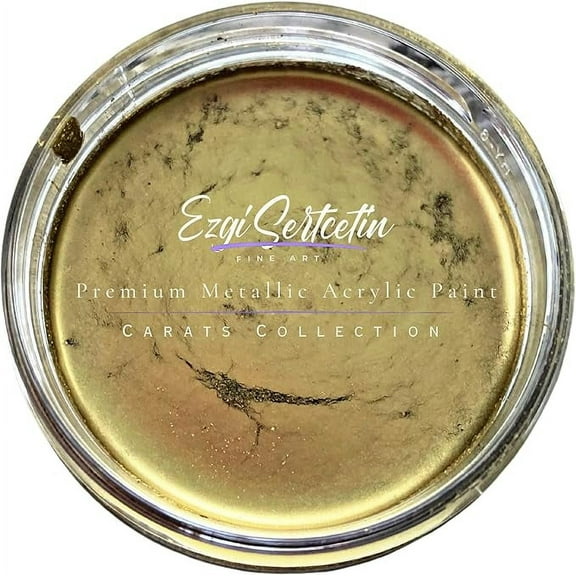 Premium Metallic Acrylic Paint 3 oz |Unique Metallic Bright Colors | Special Carat Collection by Ezgi Sertcetin | Metallic Antique Gold