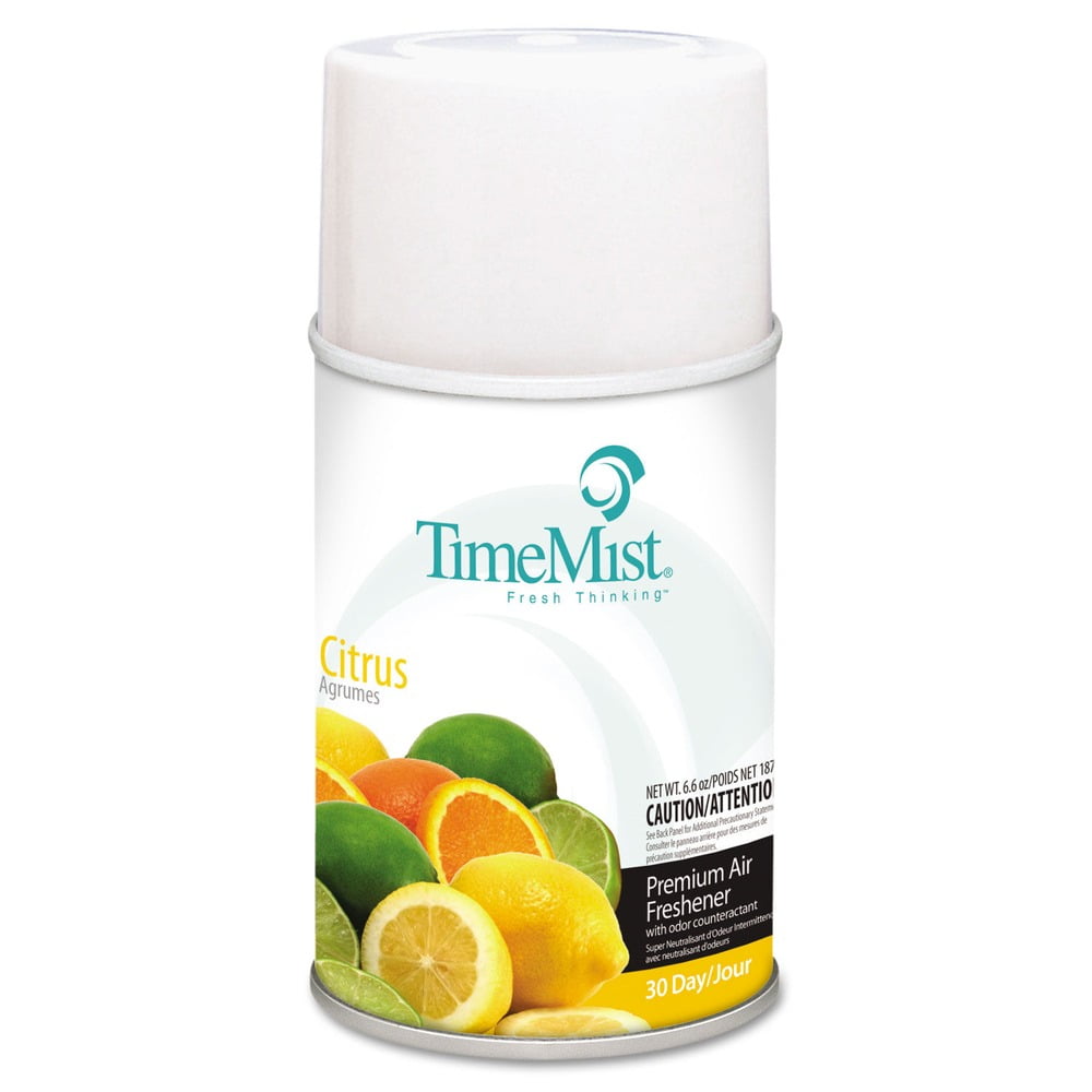 TIMEMIST Premium Metered Air Freshener Refill, Citrus, 6.6 oz Aerosol, 12/Carton