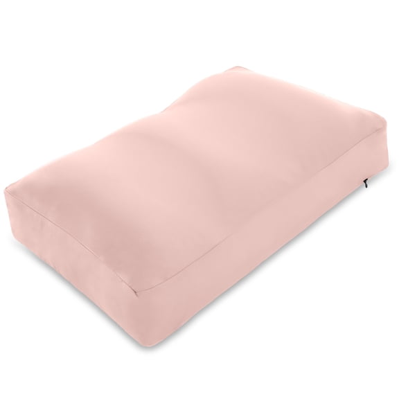 Pillowy Large Microbead Bed Pillow Pink Silk-Like Cover 85% spandex/ 15% nylon