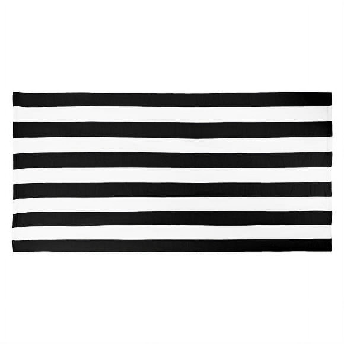 Premium Microfiber Cabana Stripe Beach Towel - 30" x 60" (Black) | ELEGANI Towels