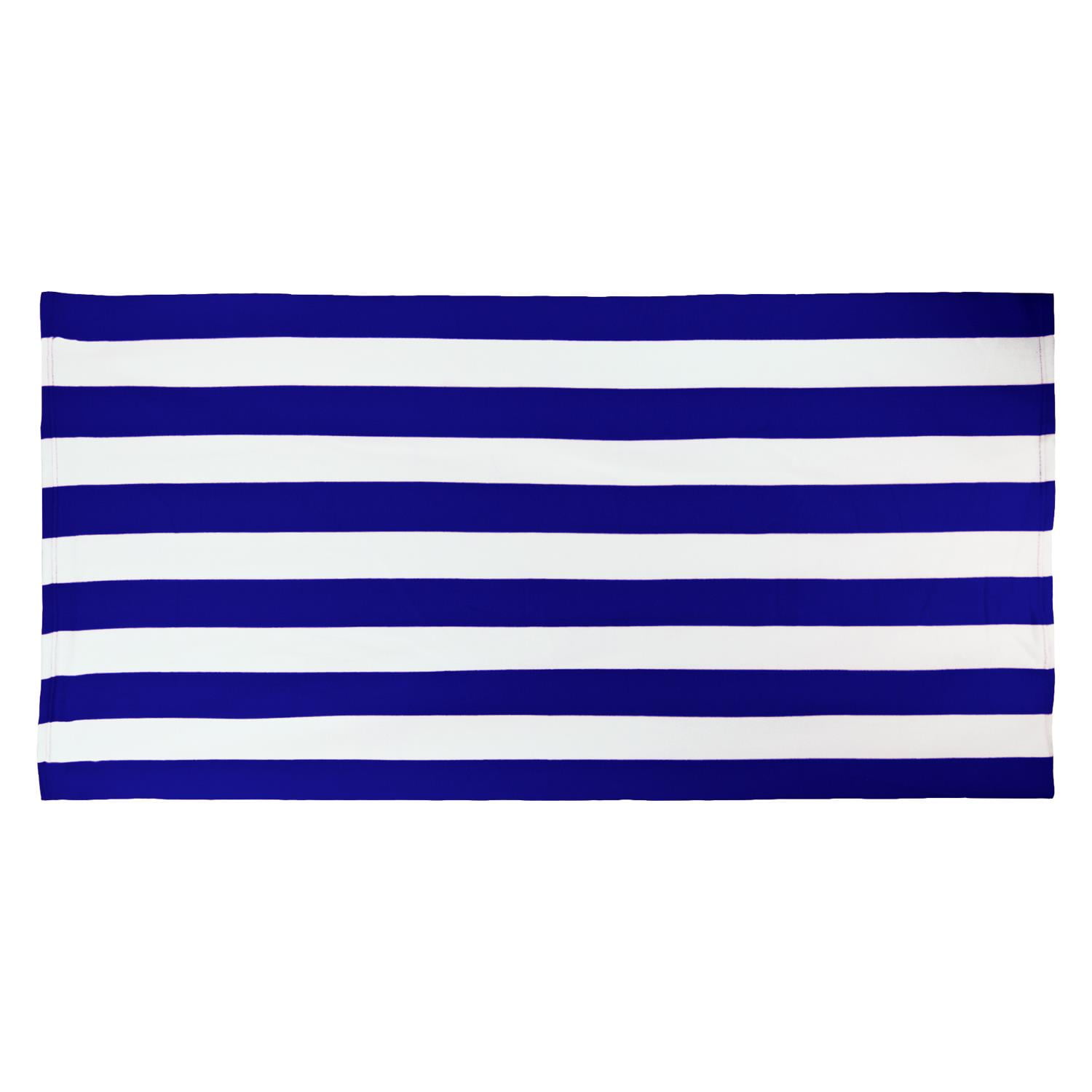 Premium Microfiber Cabana Stripe Beach Towel - 30" x 60" (Navy) | ELEGANI Towels