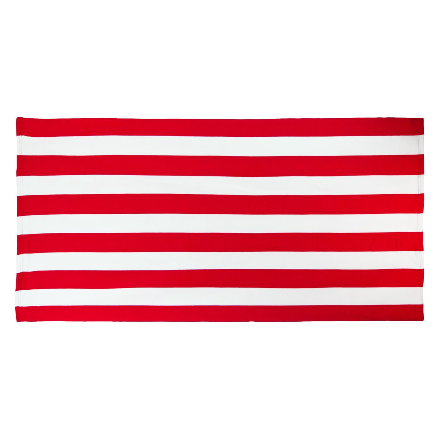Premium Microfiber Cabana Stripe Beach Towel - 30" x 60" (Red) | ELEGANI Towels