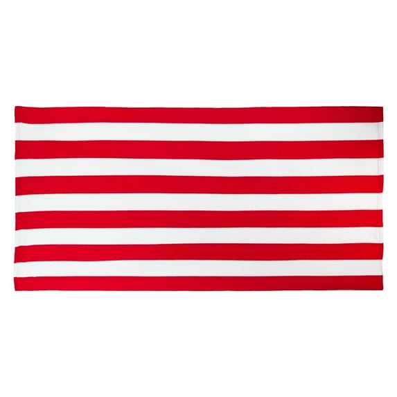 Premium Microfiber Cabana Stripe Beach Towel - 30" x 60" (Red) | ELEGANI Towels