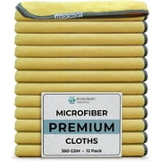 Premium Microfiber Cleaning Cloth 16"x16" - Reusable, Washable, Non-Scratch, Microfiber Towels for Cleaning, Dusting, Polishing, High Absorbency & Durability, Yellow, 12-Pack