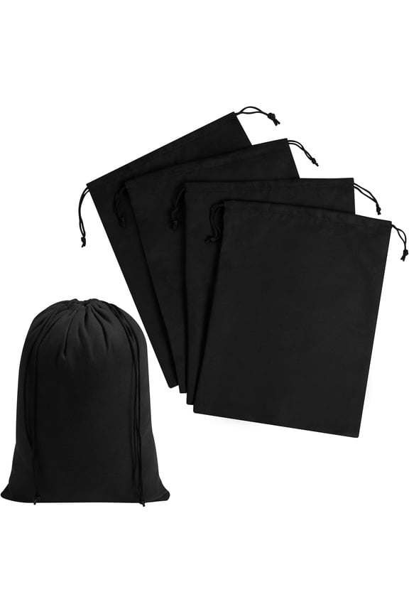 Premium Microfiber Drawstring Bags (Set of 5) Multipurpose Travel Storage Pouches for Cords, Toiletries, Jewelry, Shoes Durable Organizer with Strong Drawstring Closure (Black, 8 x 11 Inches)