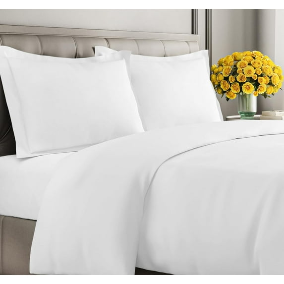 CGK Linens 3-Piece Premium Duvet Cover Set - Full Size Soft Comforter Cover With Zipper & Matching Pillowcases, White