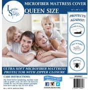 Premium Microfiber Mattress Cover Waterproof Shield Zippered Mattress Protector Shield Encasement, Velcro Zip, Ultra Soft Queen Size