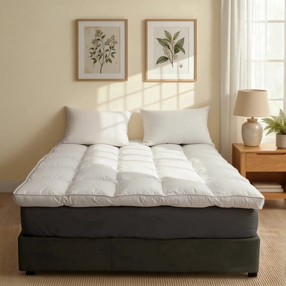 Mattress Topper Cal King Size 2 Inch Thick - Mattress Pad Cover Ultra Soft Pillow Top with Down Alternative Fill, Hypoallergenic & Machine Washable, with Corner Straps for All Sleeping Positions