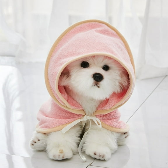 Premium Microfiber Pet Bathrobe - Super Absorbent Quick Dry Dog Towel Robe, Adjustable Wrap for Small Medium Dogs, Soft Polyester Grooming Robe After Bath, 17.7x17.7in