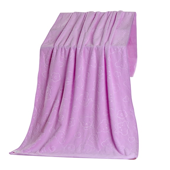 Premium Microfiber Towel - Embossed Bear Pattern, Quick-Dry, Highly Absorbent, Soft & Thickened for Bath, Beach, or Outdoor Use