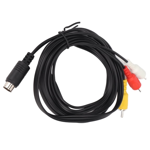 Premium Mini DIN 9 Pin Male to 3 RCA Male Cable, Audio Video Composite AV Connection Cord for TV Receiver Monitor - 5.9ft / 1.8m