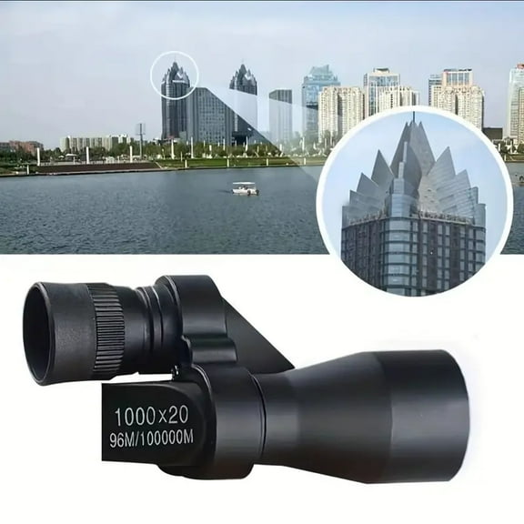 Premium Mini Monocular Telescope 20x Magnification | HD Optics Pocket Size | Durable Polymer | Black 70x35mm | Smartphone Clip | Outdoor , Fishing, Camping, Wildlife Observation
